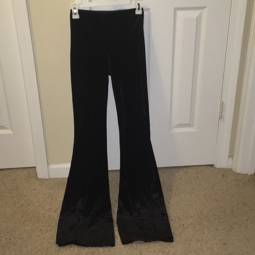 Black velvet flare/bell bottom pants